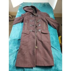 Michael Kors Jacket Coat Sz Small Womens Brown Wool Blend Duffle Toggle Buttons